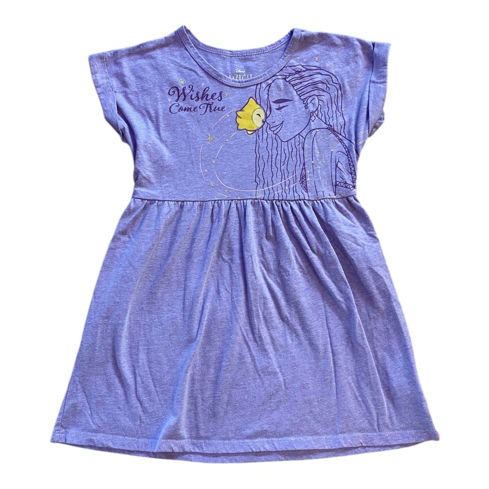 Disney Wish Girls 6/6X Purple Asha Star Graphic Play Dress Short Sleeve